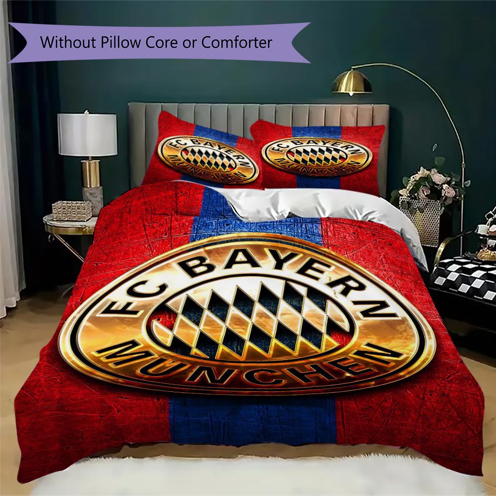 Set Copripiumino Trapuntato con Fantasia FC Bayern Monaco Copripiumino Federa Decorazione per la Casa Regalo di Compleanno (1 * copripiumino + 2 * federe senza imbottitura)45