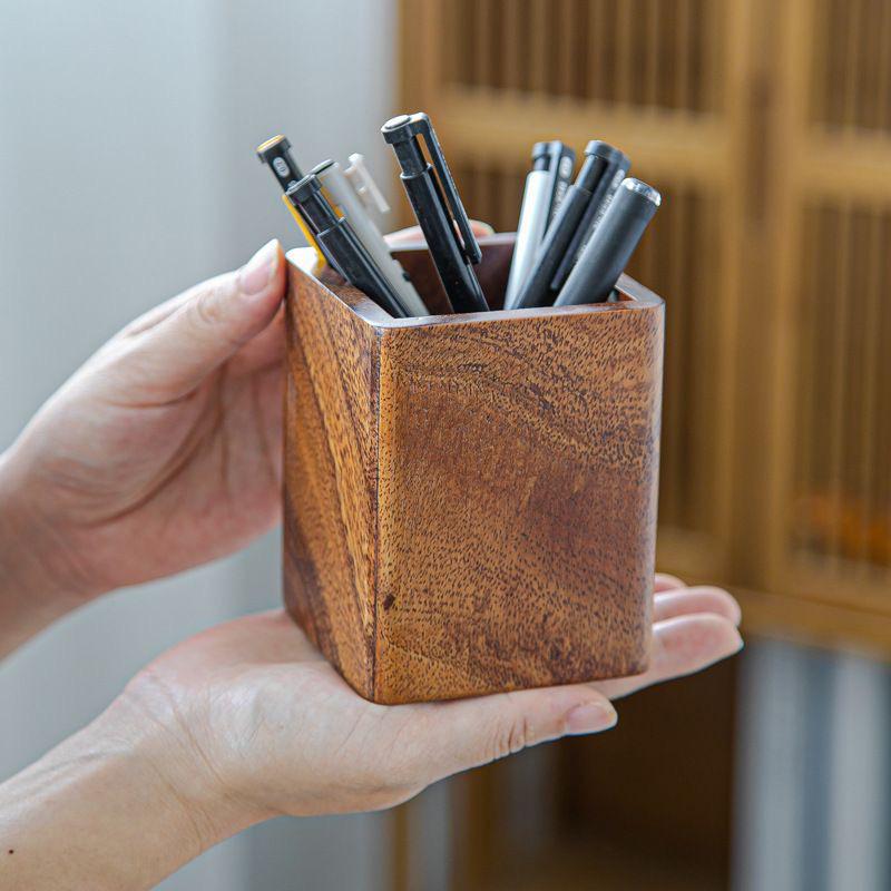 Walnut Solid Wood Multifunctional Pen Holder & Cosmetics Storage Box