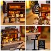 CUTEROOM Miniature Dollhouse Model Cafe with LED DIY Birthday Home Decoration for Family and Friends Kit, House, Lights, Craft, Gift, (QT048)