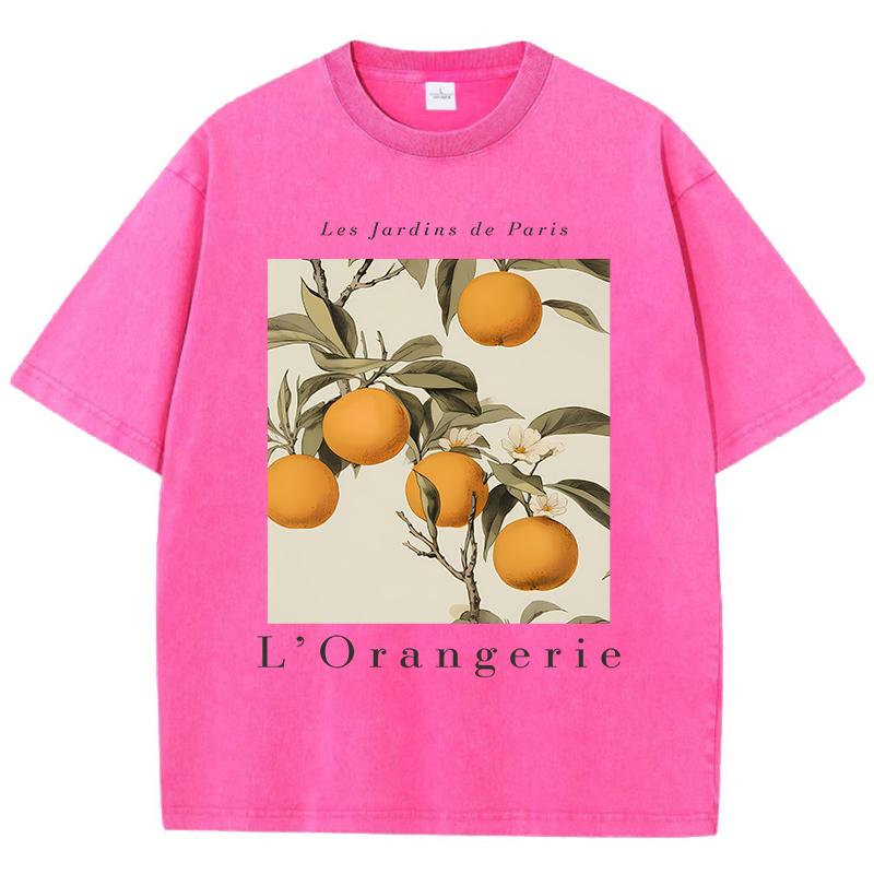 LOrangerie Printing Washed TShirts Womens Cotton Tops Comfortable Distressed ONeck T Shirts Summer Casual Womans Streetwear
