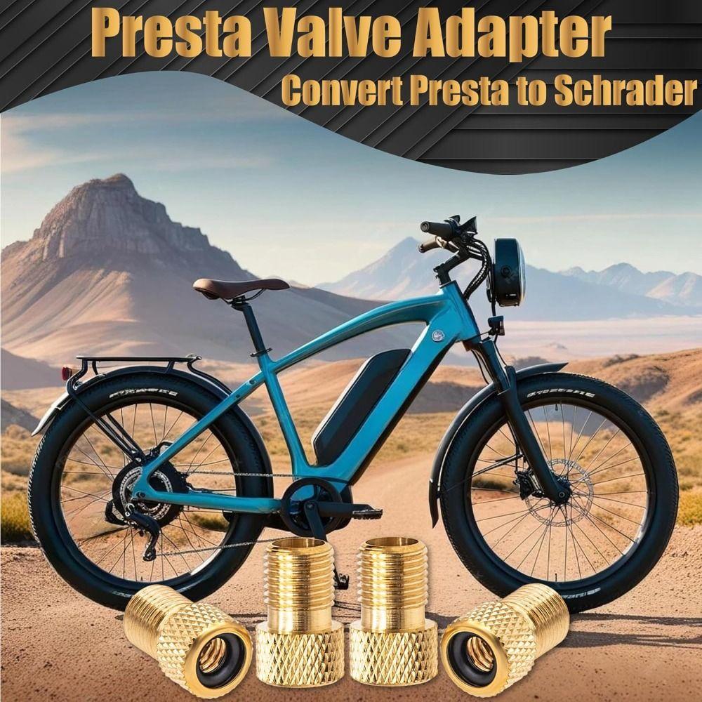Golden Bicycle Valve Adapter Copper Bike Tire Valve Adapter Bicycle Pump Adapter