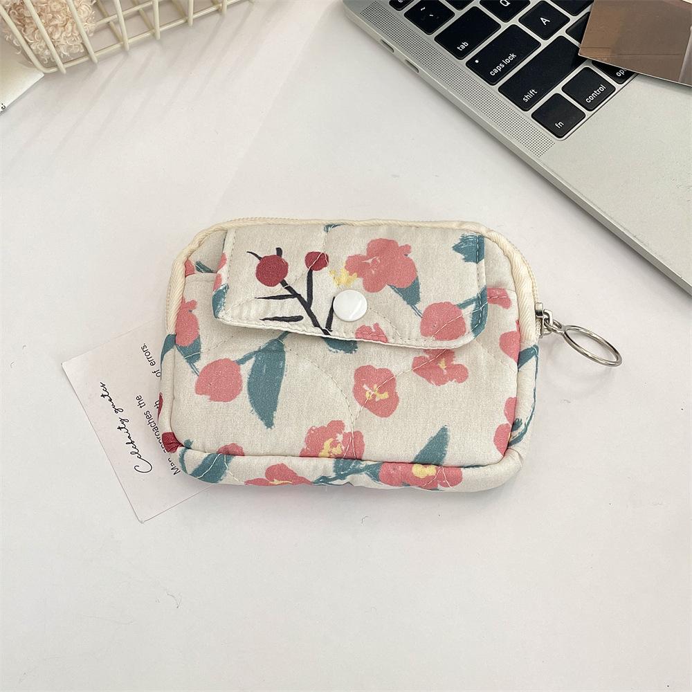 Cute Cartoon Floral Quilted Multifunctional Bag: Organizer, Document Holder, Coin Purse, Card Holder
