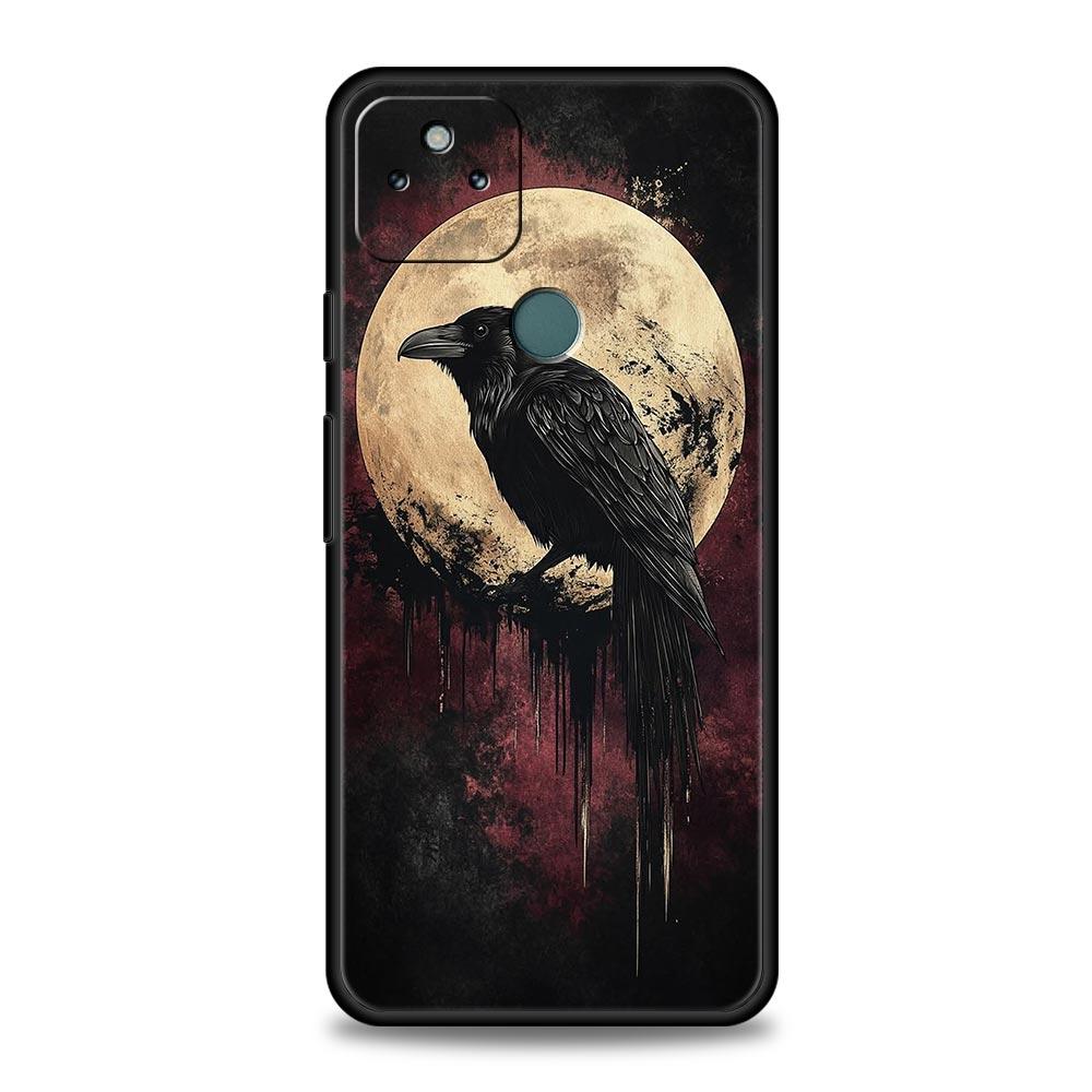 Black Raven Phone Case Cover for Google Pixel 10 9 8 7 6 9A 8A 7A 6A Pro Shockproof Soft TPU 10 Pro XL Shell Fundas Capas Coque