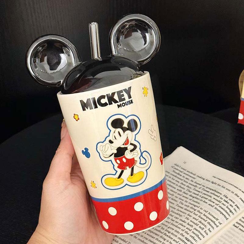 Cartoon Mickey und Minnie Geformte Keramiktasse Paar Kleines Geschenk Strohbecher Heim Frühstückstasse Souvenir