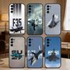 Fighter F35 F22 SU57 Phone Case For Samsung S25,S24,S21,S22,S23,S20,Ultra,S26,Plus,Fe,Note,5G Black Cover