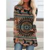 Western Aztec Ethnic 3D Print Langermede T-skjorter Bohemian Women Vintage Fashion T-skjorte Oversized Streetwear T-skjorter for kvinner Topper