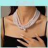 Vintage Pearl Layered Necklace With Irregular Water Drop Pendant For Women Summer