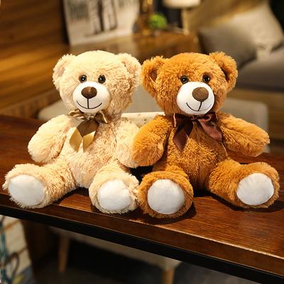 Cute Bear Doll Plush Toy Bow Teddy Panda Soothing Sleeping Doll Rag Doll Gift