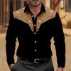 Camicia da Uomo a Fiori Western Button-Up Camicia da Cowboy Manica Lunga Vintage Casual Camicie con Colletto