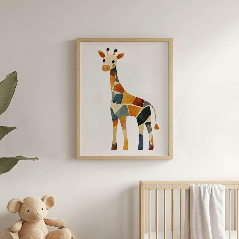 Poster Geometry Giraffe Poster Geometry Giraffe, 30X40 Cm, Dark Brown Wooden Frame, 230 Gsm Matte Paper