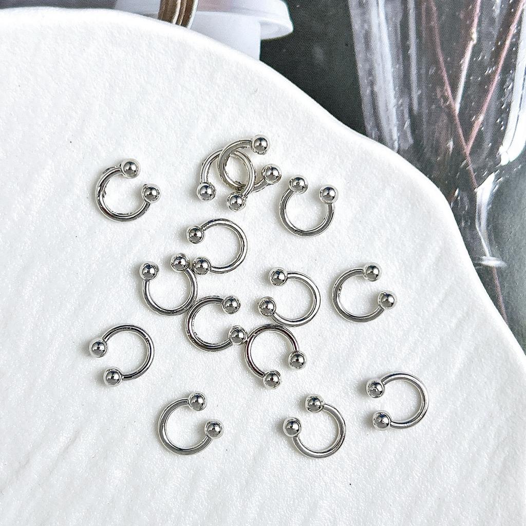 Legierung Gebogener Stab Augenbrauenstecker Außengewinde Doppelseitig Vergoldet Spitzkegel Punk Style Nagelkunst Zubehör DIY Nagel Süß Cool Dekoration DIY