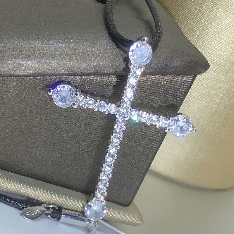 Classic Retro Shiny Cubic Zirconia Cross Chic Fashionable Tone Women Crystal Stone Cross Choker Pendant Pendant Necklace Event Party Event