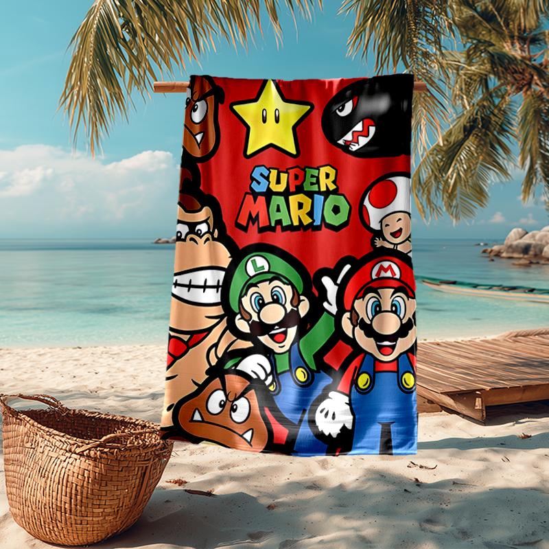 Ultra-Soft Beach Towel with Mario Theme,Ideal for Pool - Camping, Diving - Perfect Travel Essential, Vibrant Beach Towel.
