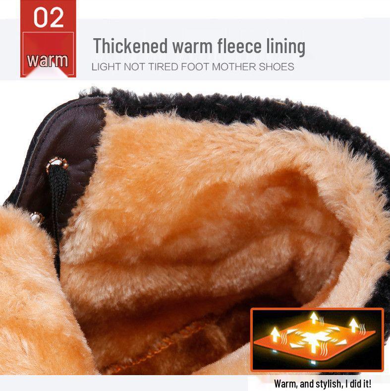 Women's Winter Cotton Boots - Velvet-Lined, Non-Slip Snow Boots for Middle-Aged & Elderly, Plus Size Available