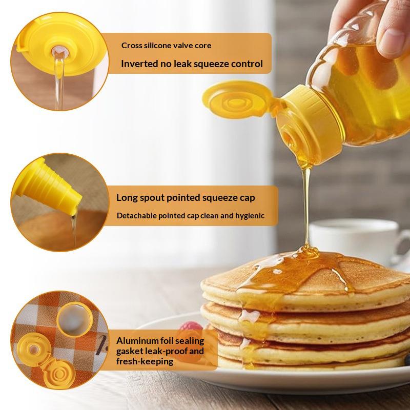 Transparent Reusable Plastic Honey Bottles Squeeze Honey Bottle Container Holder With Lid For Storing And Dispensing Honey Jar