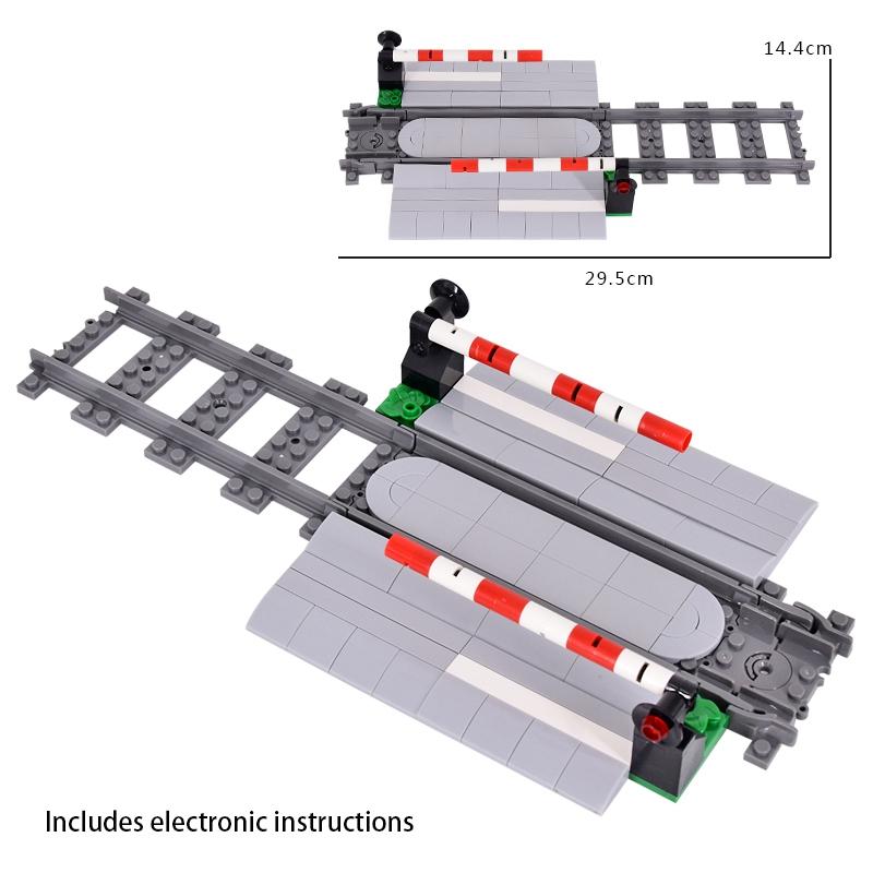 Moc City Train Rail Crossing Tracks Set Stud Gap Triple Switch Bricks Building Blocks Technical Enlighten Toys For Kids