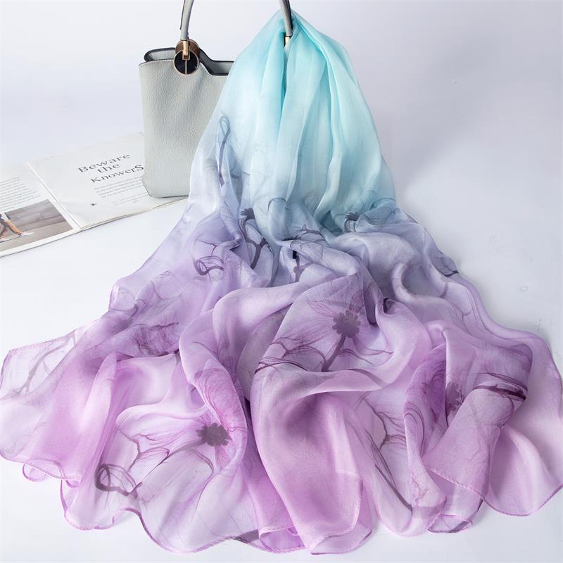 New 100% Mulberry Silk Silk Scarf Pure Chiffon Silk Scarf Shawl Exquisite Scarf Yarn