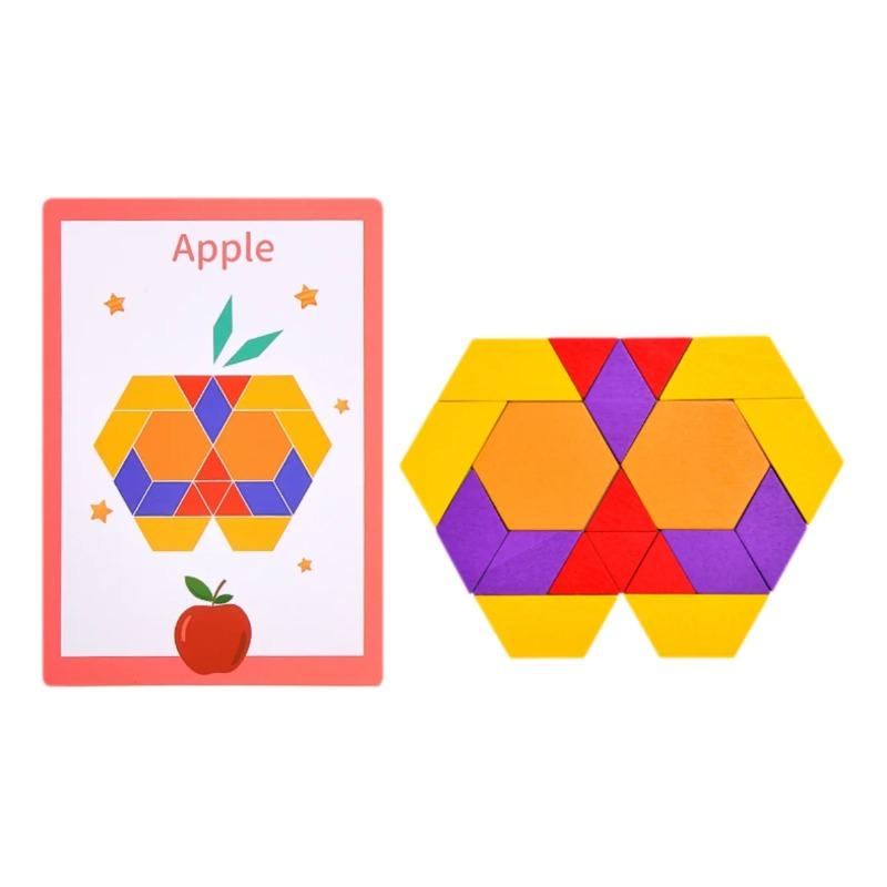 Wooden 3D Geometric Color Shape Jigsaw Puzzles Montessori Learning Brain Teaser Toys Creative Educational for Gifts