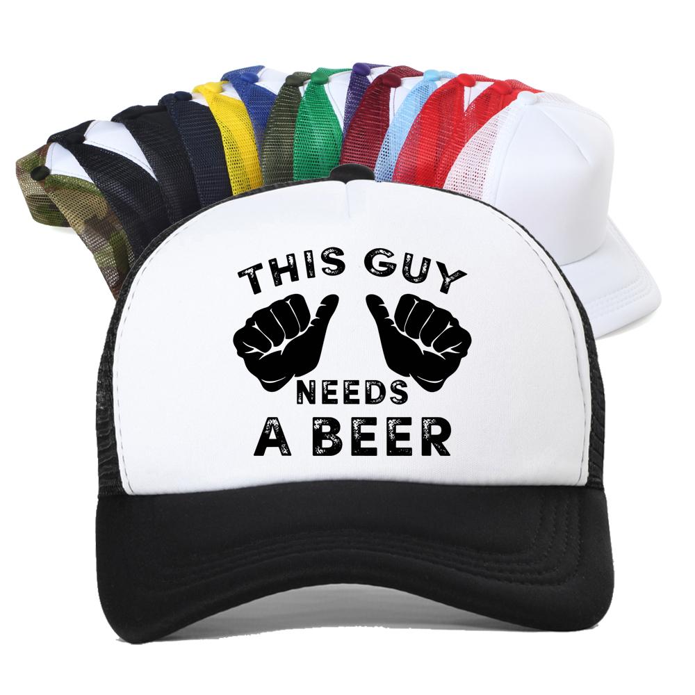 This Guy Needs A Beer Graphic Print Baseball Cap Women Summer Funny Casual Fashion Harajuku Drinking Gift Mesh Breathable