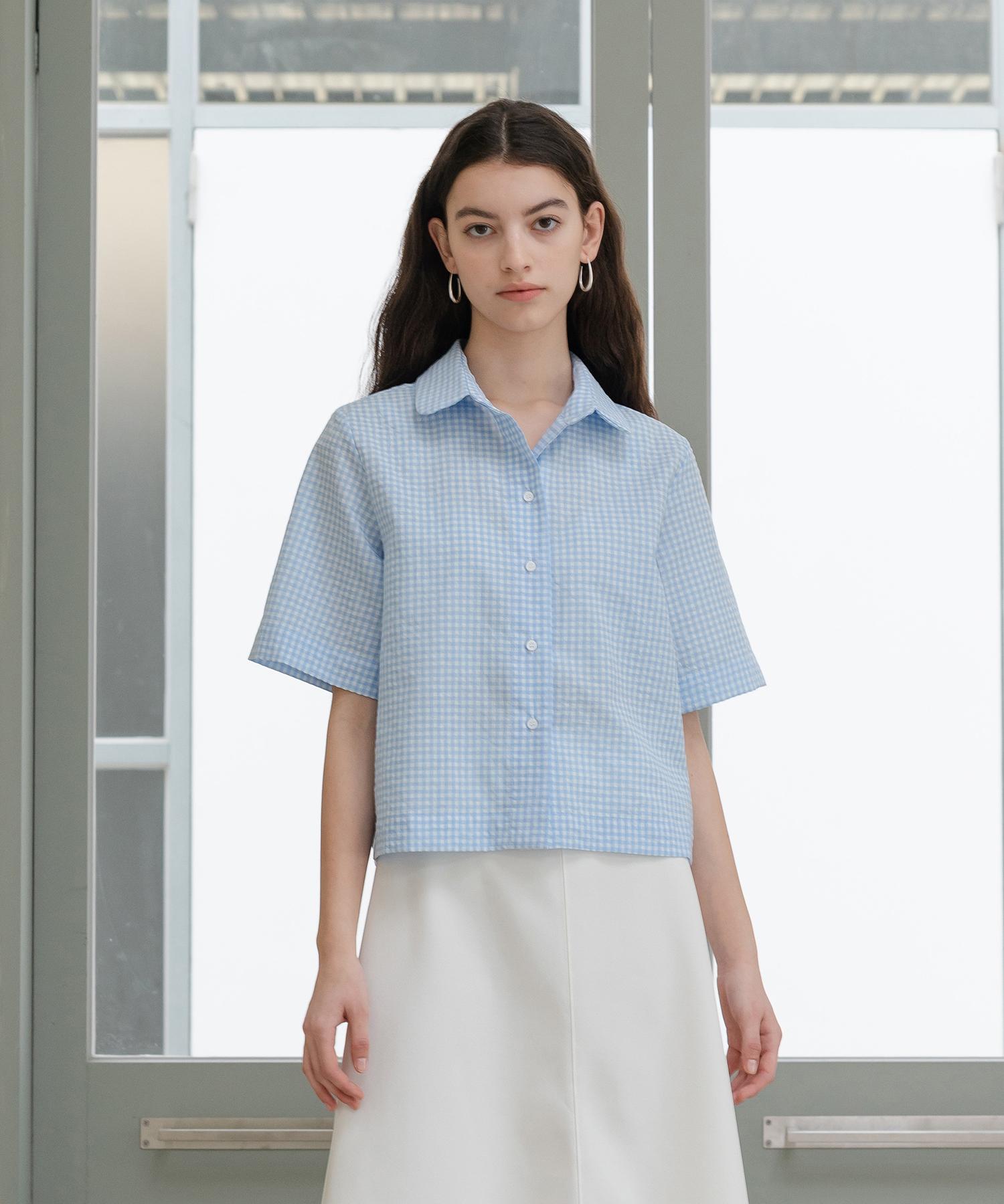 Unis Blue Gingham Basic Shirt Blue Check