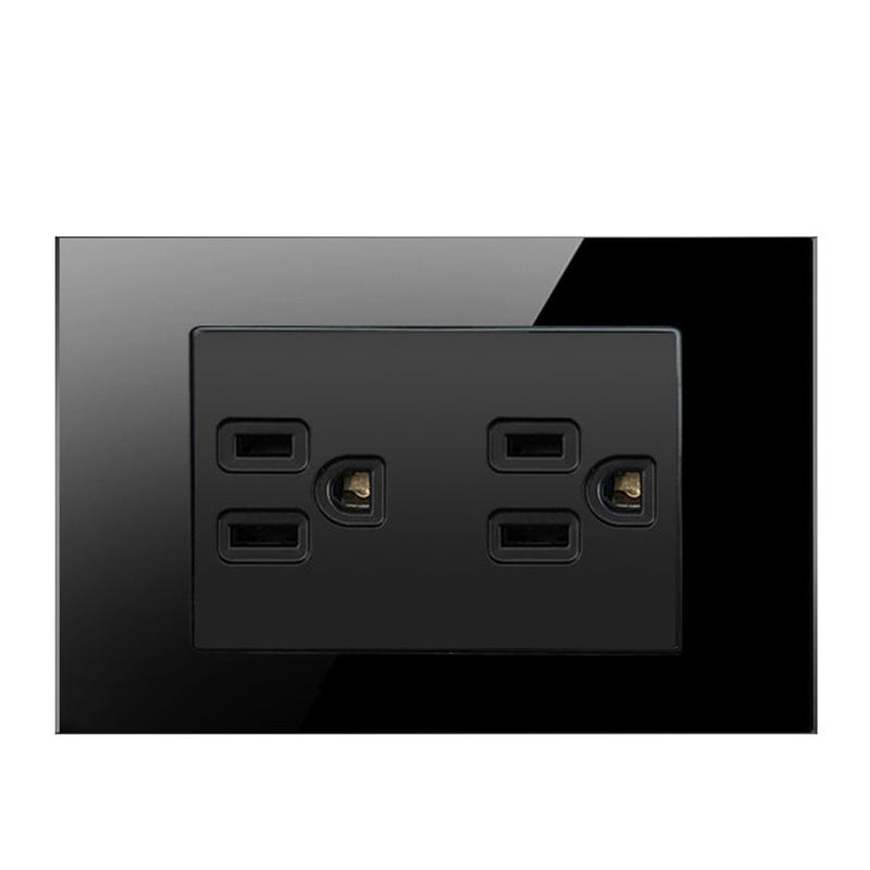 US Double Wall Socket Glass Panel and Switches Plug Universal Electric Power Standard 3pin Outlet Canada