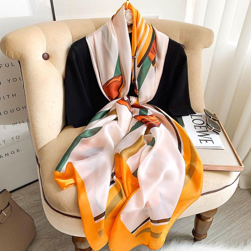 180*90cm Fashion Luxury Brand Scarf Women Shawl  Wrap Spring Muffler Hijab Bufanda Foulard Female Bandana Beach Stoles  Silk