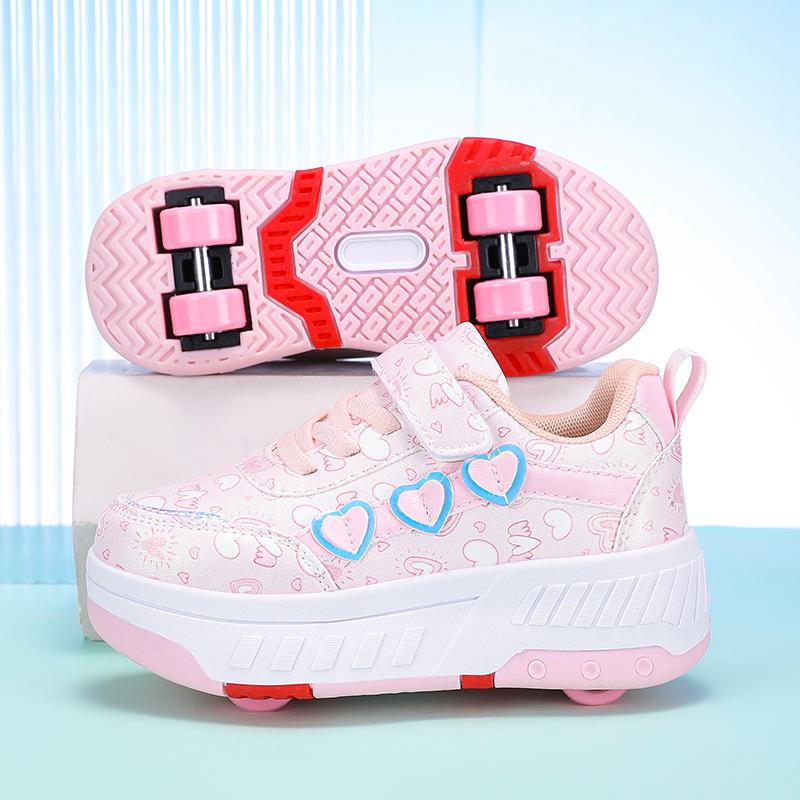 TUINANLE ბავშვთა როლიკები მოდური გარე სპორტული ფეხსაცმელი ახალი LED განათებიანი ფეხსაცმელი საყვარელი საბავშვო კედები გოგონასთვის