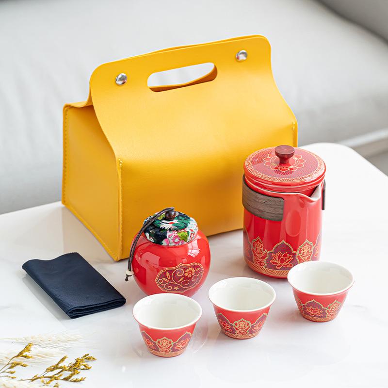 Travel tea set portable kung fu tea set outdoor teapot quick guest cup Mid-Autumn Festival gift gift
