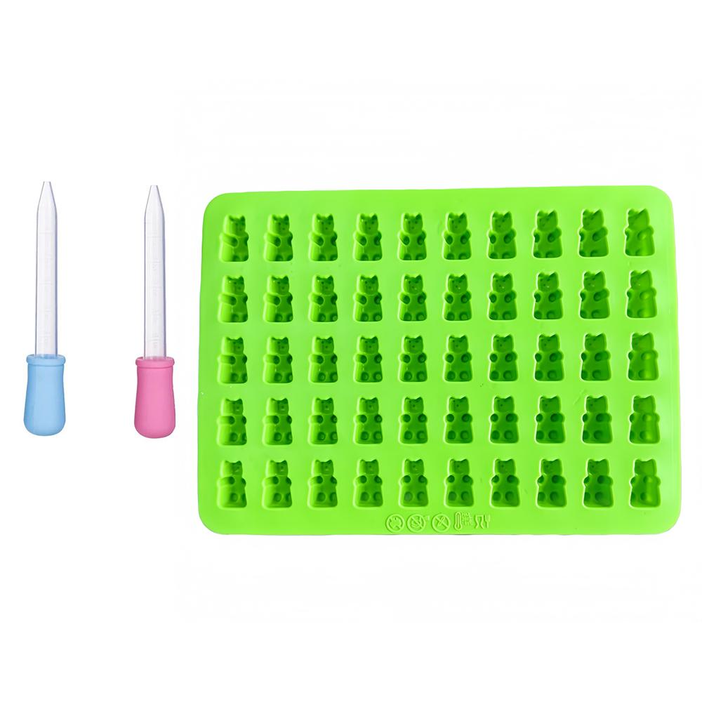 50 Grids Gummy Bear Mold Silikonowy Słodki Miś Galaretka Formy z Kroplomierzem Cukierki Czekoladowe Fondant Formy DIY Narzędzia Do Dekoracji Pieczenia