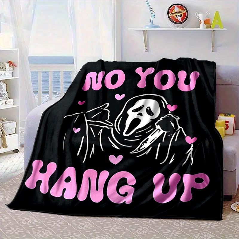 Ghostface Greetings Poster Blanket Flannel Blanket for Bed, Sofa, Camping, Hiking, Picnic Essentials, Gift for Family Fan Gifts