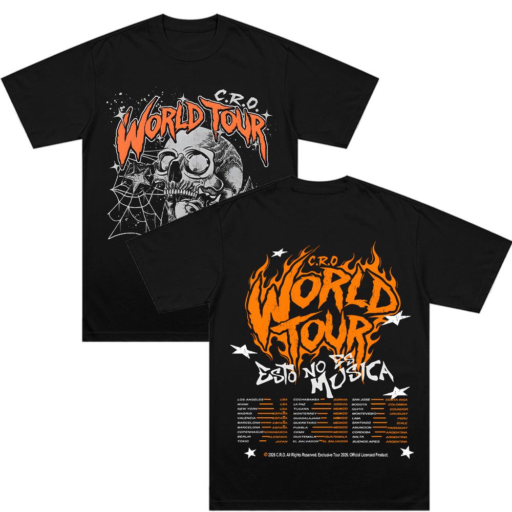 Camiseta Wt Ruinas C.R.O Esto No Es Musica World Tour T-shirts Hip Hop Fashion T-shirt Vintage Cotton Short Sleeve Tee