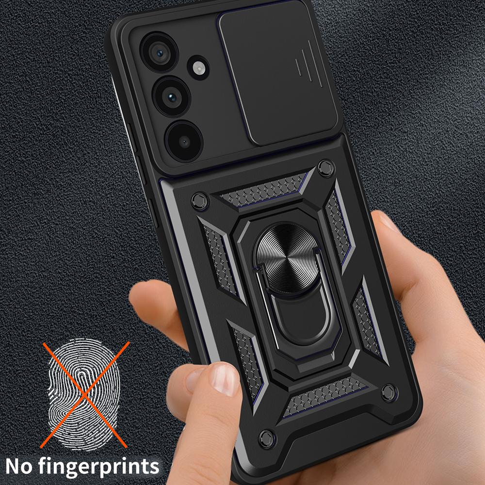 For Samsung Galaxy M55 5G/C55 5G/F55 5G Case Kickstand PC+TPU Phone Shell with Slide Camera Protective Cover