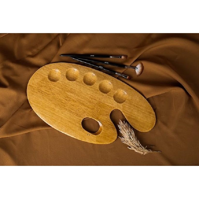 Wooden Painting Palette - 36x20cm Handmade Paint Palette with Thumb Hole for Acrylic, Oil, Watercolor,