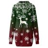 Women's Christmas Print Long-Sleeved Hooded Pocket Pullover Dress