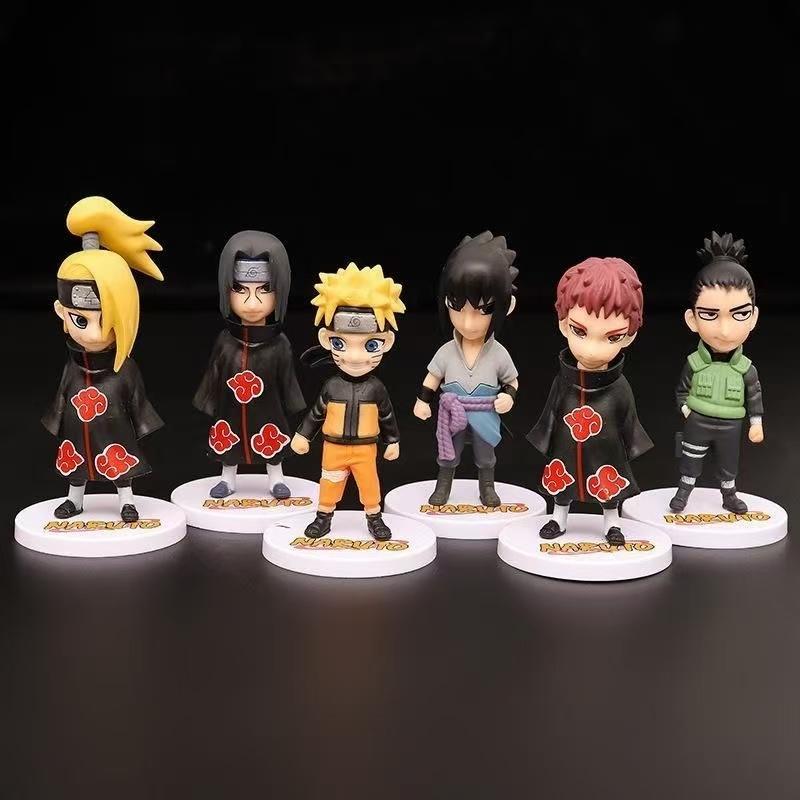 6Pcs Anime Naruto Cartoon Figure Hinata Sasuke Itachi Kakashi Gaara Q Version Action Figure Model PVC Desk Decoration Toys Gift