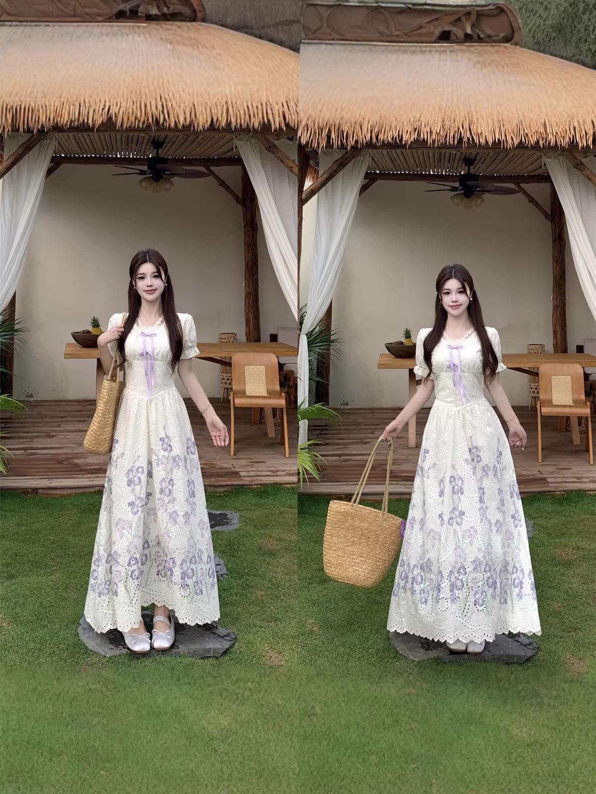 Plus Size Women s V-Neck Waist-Cinched Floral Short-Sleeve Summer Maxi Dress XXL