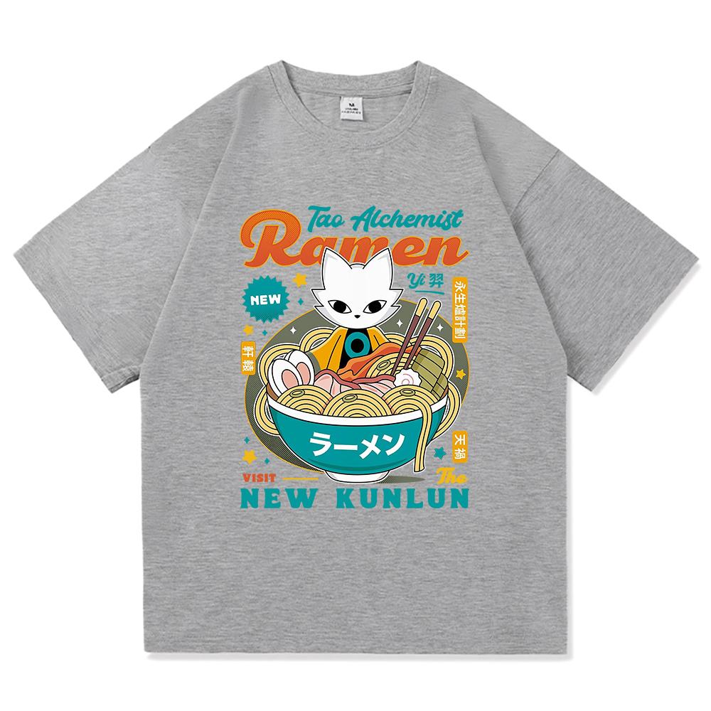 Funny Cute Nine Sols Yi Ramen T Shirt Men/Women Japanese Anime Noodles T-Shirt Unisex Video Game Vintage Sand Cotton Tees Shirts