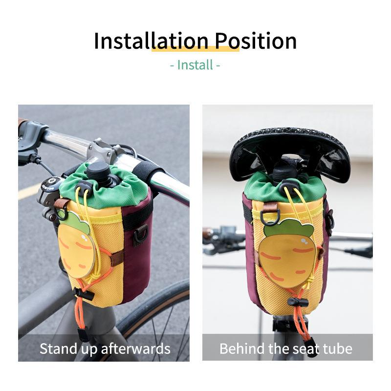 Cycling Front Bottle Pouch Bicycle Handlebar Bag Water Bottle Cage Drawstring Drink Cup Cage Cute bicycle bag