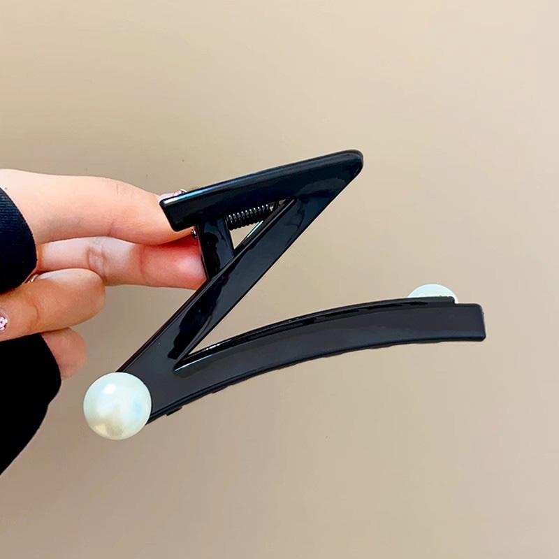 New Elegant "Z" Shape Pearl Hair Claw For Women Girls Sweet Hair Ornament Back Head Hair Holder Clip Fashion Hair Accessories
