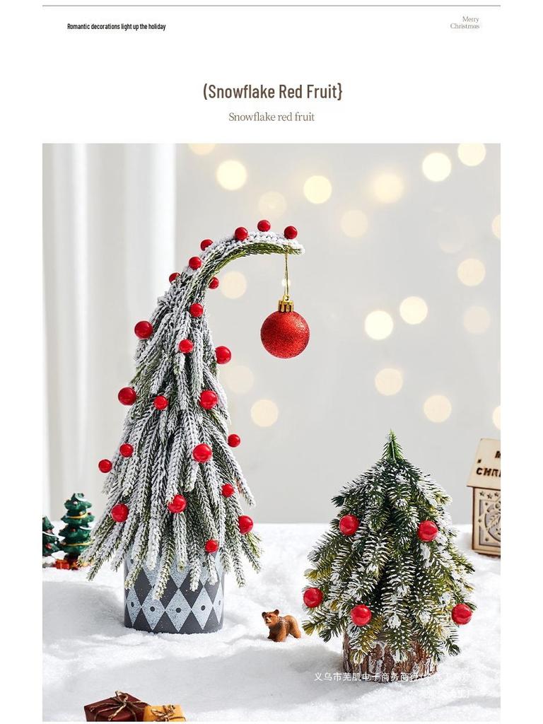 Small Crooked Neck Christmas Tree Ornament for Desktop Decoration