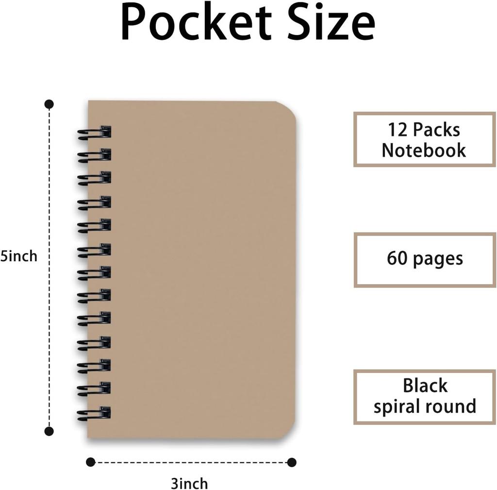 6 Pack Spiral Notebooks, 3x5 Pocket Size with Lined Pages for Home Office School Use