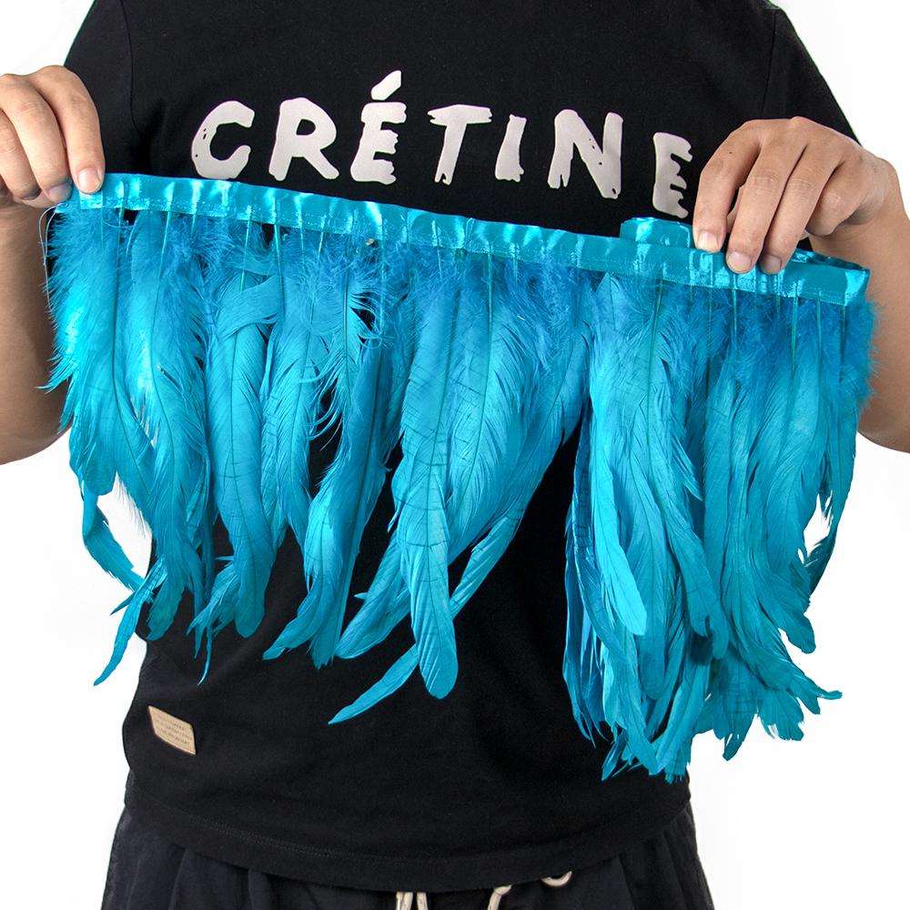 2Meters Colorful Rooster Tail Feathers Trim 25-30Cm /10-12Inches Pheasant Feather Fringe Ribbon For Carnival Plumes Decoration