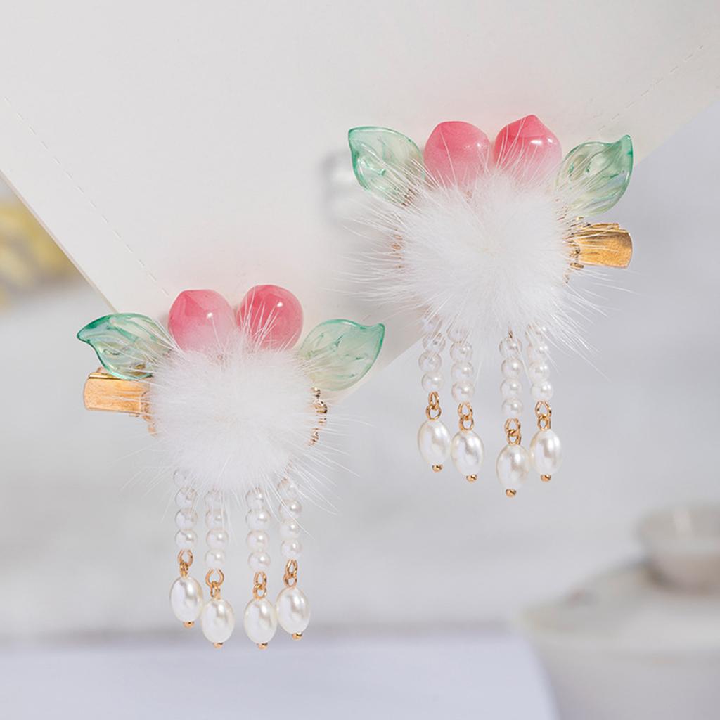 Ancient Vintage Tassel Hairpin Chinese Style Glass Colored Flower Hair Clip For Women Girls Elegant Hanfu Jewelry Hair Accessory