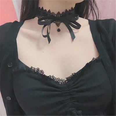 Gotycka Lolita Kokarda Koronkowa Choker Naszyjnik dla Kobiet
