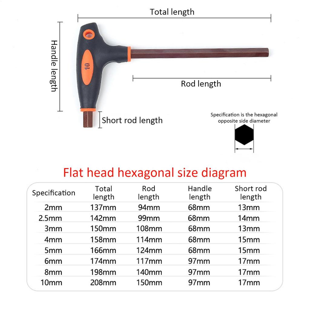 8pcs T-shaped Hexagonal Wrench Set Double-ended T Handle Allen Wrench Hexagonal Key Repair Set For Home Repair