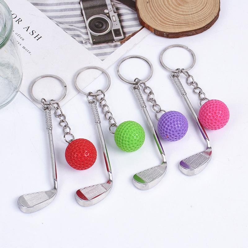 Simulation Mini Golf Ball Keychain Creative Metal Keyring Car Key Holder Bag Pendant Hanging Decoration Couple Gifts