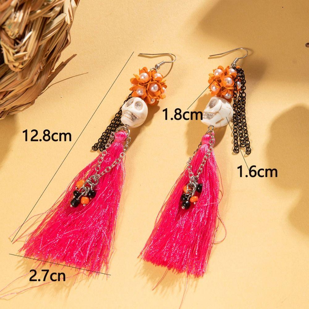 Colorful Halloween Earrings Tassel Ear Jewelry Accessories Creative Pumpkin Earrings  Hipster