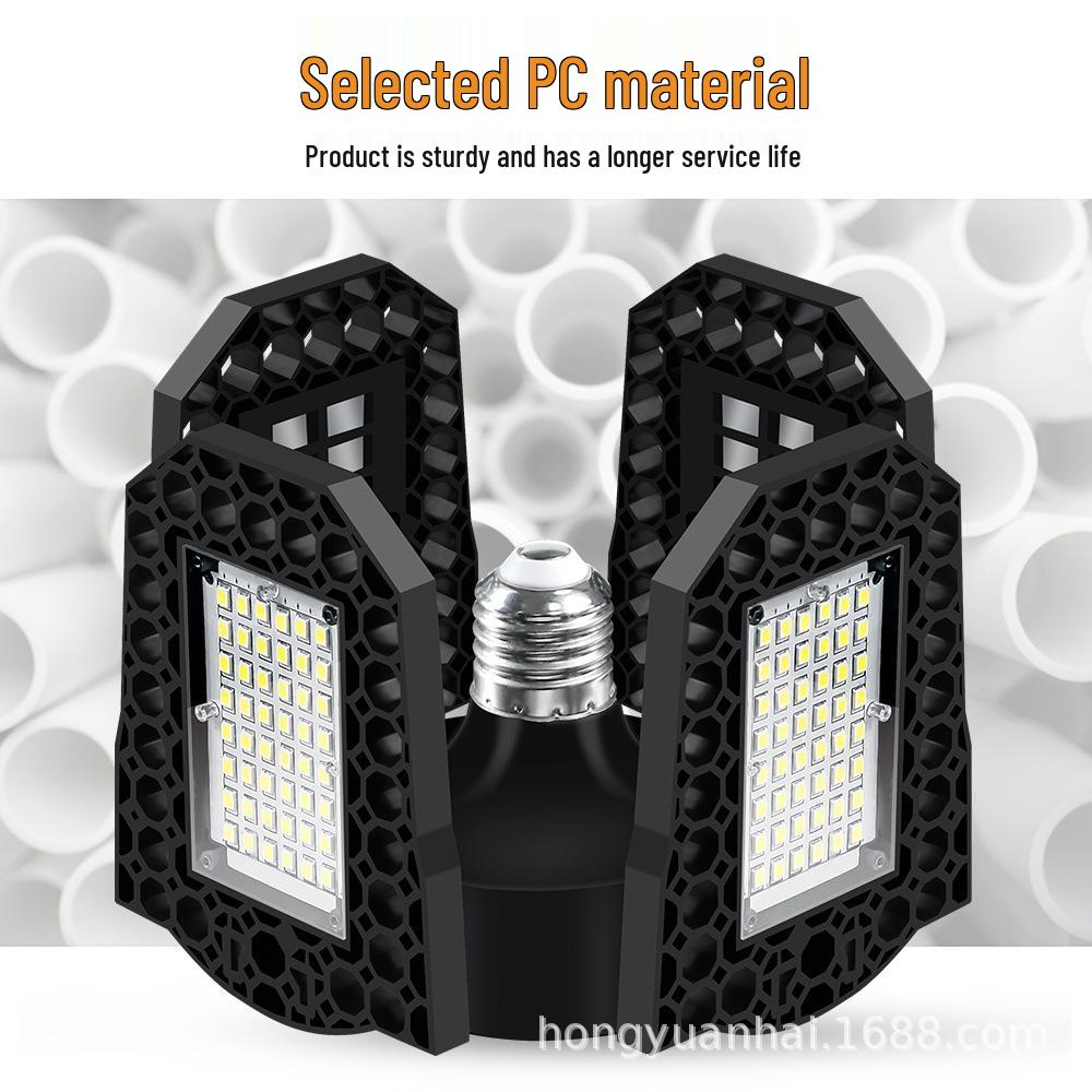 Deformable LED Four-Leaf Garage Light, 100W E27 Industrial Brightness Lamp for Warehouse/Factory