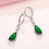 Huitan Luxury Pear Green Cubic Zirconia Earrings for Women Temperament Hanging Earrings Engagement Wedding Party Fashion Jewelry