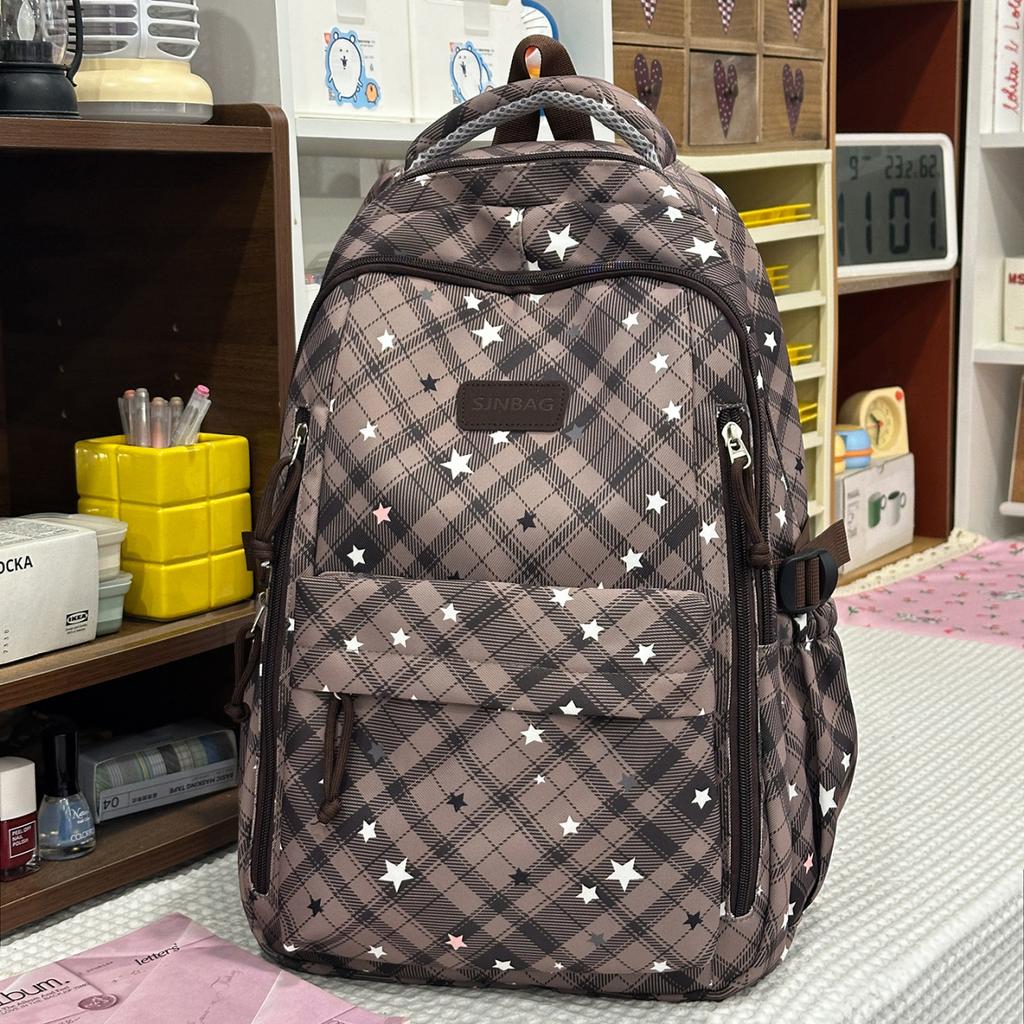 Schoolbag New Fashion Large Capacity Casual Printed Plaid Popular Backpack Outdoor Travel Backpack Girls Middle School School Bag